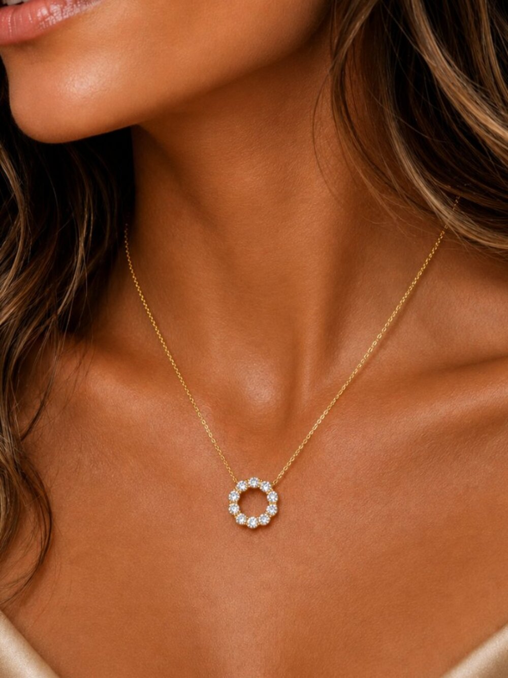 "Willow" Round Lab Necklace 925